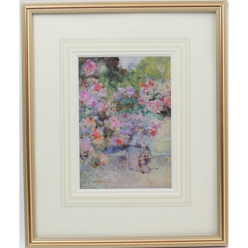 120 - David Woodlock (1842-1929), Amidst the rhododendrons, Bidston, watercolour and oil on paper, signed,... 