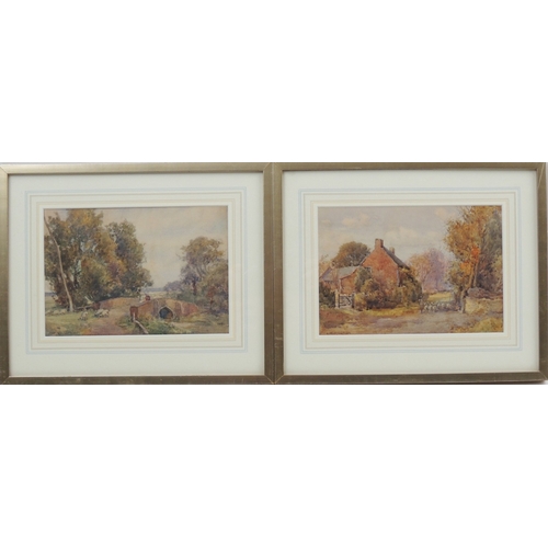 130 - James W Milliken (1865-1945), Pair, Autumn Afternoon, Raby Mere, and Old Bridge at Halewood, waterco... 