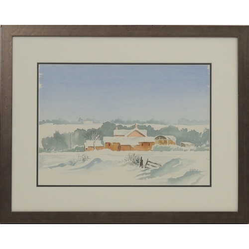 135 - H Holroyd (Contemporary), Winter farmstead, watercolour, signed, 26cm x 37cm; also another 'Conwy, N... 