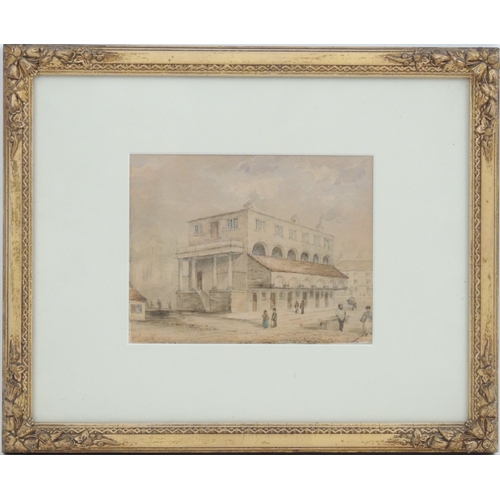 137 - Monogrammist JWB (late 19th Century), Custom house, watercolour over pencil, signed with initials, 1... 