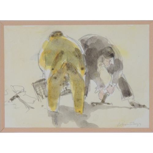 148 - William Selwyn (b. 1933), Tilling for potatoes, watercolour and pencil, signed, 14.5cm x 20cm