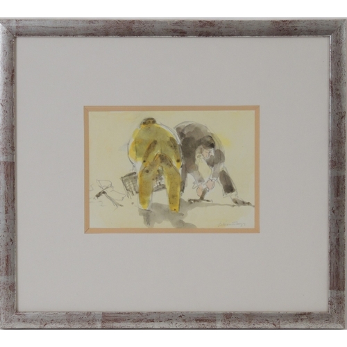 148 - William Selwyn (b. 1933), Tilling for potatoes, watercolour and pencil, signed, 14.5cm x 20cm