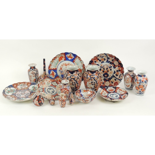 24 - Small collection of Japanese Imari porcelains, late 19th/early 20th Century including a pair of ovoi... 