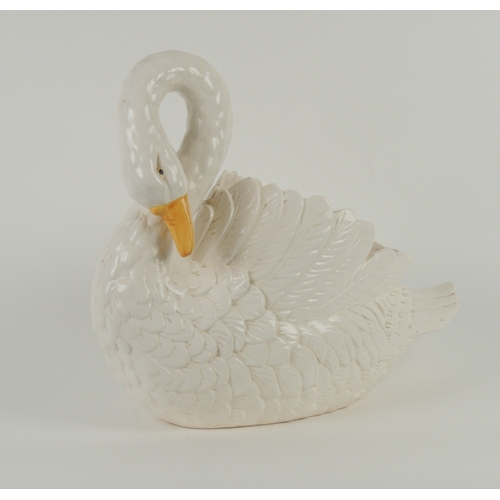 27 - Decorative white glazed pottery mute swan jardiniere, late 20th Century, height 50cm