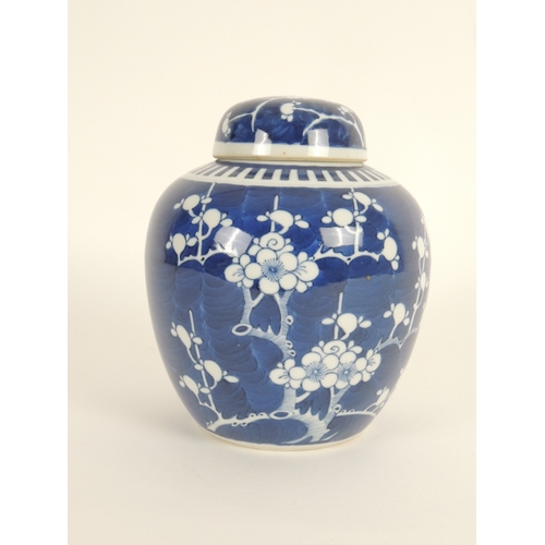 38 - Chinese blue and white covered ginger jar, early 20th Century, 20.5cm