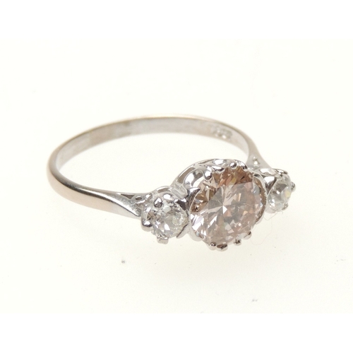 520 - Cinnamon diamond ring, the brilliant cut light cinnamon coloured diamond estimated as 1.85cts and SI... 