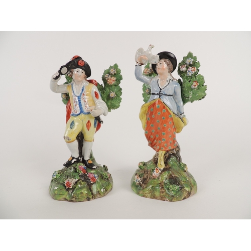 6 - Pair of Staffordshire bocage pearlware figures of Enoch Wood type, circa 1825, heights 19cm and 18cm