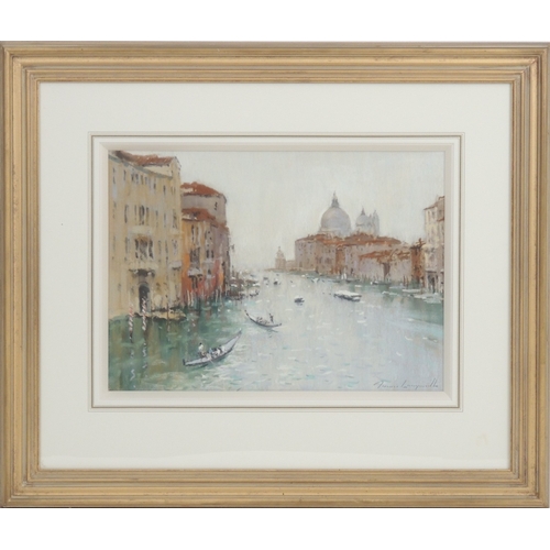 71 - James Longueville (b. 1942), Grey Morning, Grand Canal, Venice, pastel, signed, titled verso, 27cm x... 