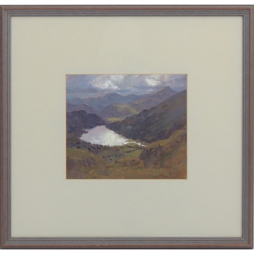 73 - David Woodford (b. 1938), High above Gwynant, oil on board, signed, 18cm x 21cm