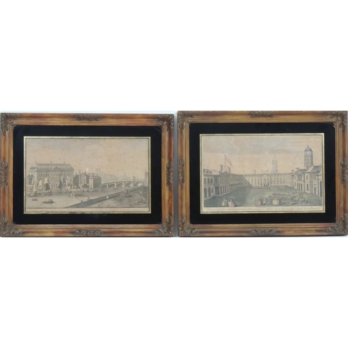 78 - After Joseph Tudor, Pair, Dublin landmarks, steel engravings by Parr, within mourning mounts, overal... 