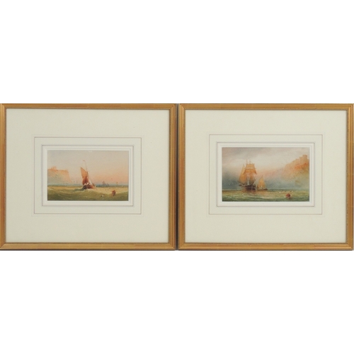 79 - Henry Barlow Carter (1803-67), Pair, Fishing boats off Whitby, watercolours, signed, 13cm x 21cm