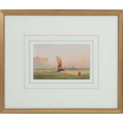 79 - Henry Barlow Carter (1803-67), Pair, Fishing boats off Whitby, watercolours, signed, 13cm x 21cm