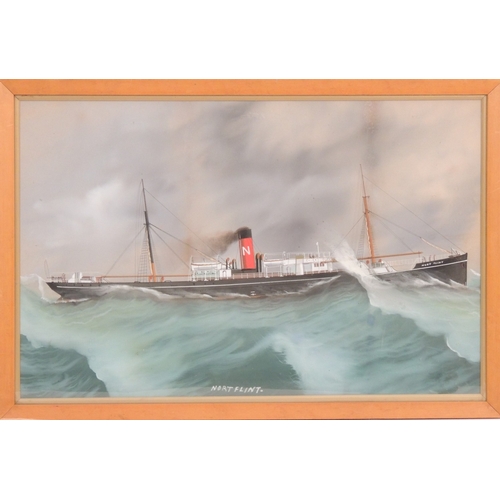 94 - Maritime School, Late Victorian ship portrait 'The  Nort (sic) Flint', gouache, titled, 42cm x 65cm