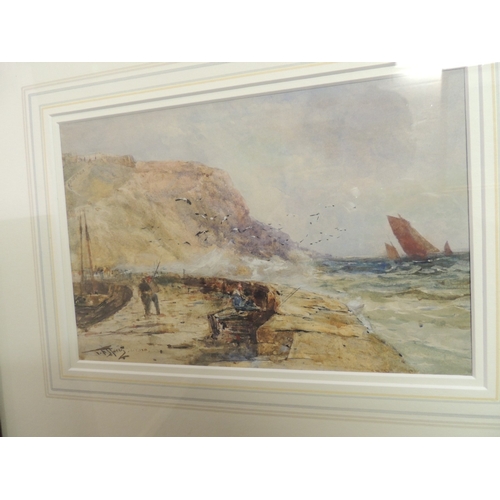 110 - Thomas Bush Hardy (1842-97), Pair, Choppy seas off Scarborough, signed watercolours, 18cm x 27cm