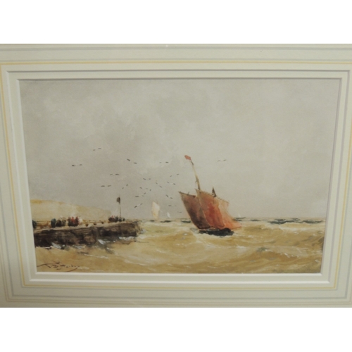 110 - Thomas Bush Hardy (1842-97), Pair, Choppy seas off Scarborough, signed watercolours, 18cm x 27cm