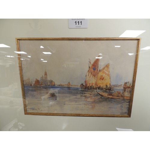 111 - Thomas Bush Hardy (1842-97), On the Venice Lagoon, watercolour, signed, indistinctly dated, 17cm x 2... 