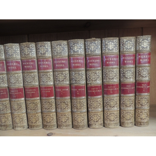 191 - Dickens works, 30 volumes, published by Chapman & Hall, circa 1875-80, gilt tooled leather spines