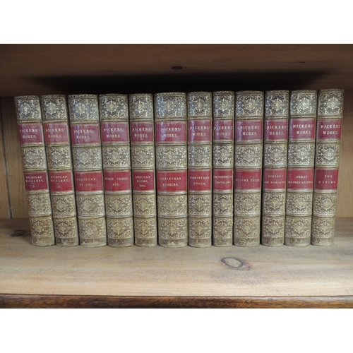 191 - Dickens works, 30 volumes, published by Chapman & Hall, circa 1875-80, gilt tooled leather spines