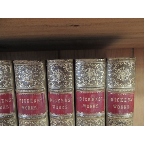 191 - Dickens works, 30 volumes, published by Chapman & Hall, circa 1875-80, gilt tooled leather spines