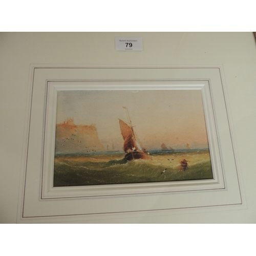 79 - Henry Barlow Carter (1803-67), Pair, Fishing boats off Whitby, watercolours, signed, 13cm x 21cm