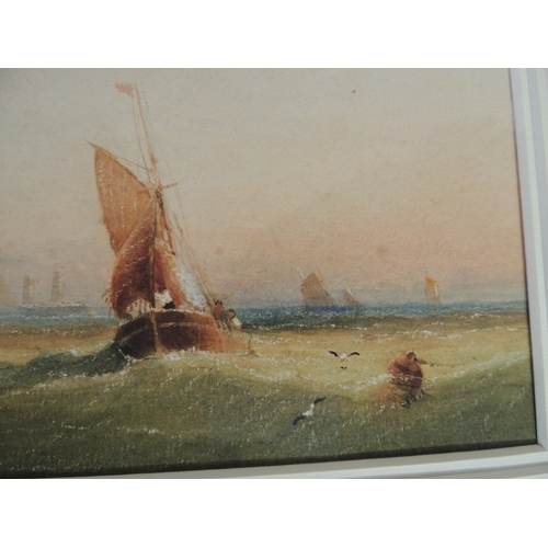 79 - Henry Barlow Carter (1803-67), Pair, Fishing boats off Whitby, watercolours, signed, 13cm x 21cm