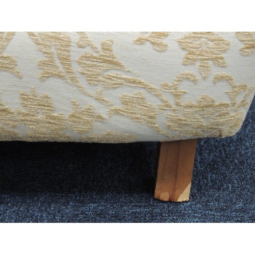 576 - Quality knole settee, upholstered in ivory and fawn floral fabric, width 223cm, depth 106cm, height ... 