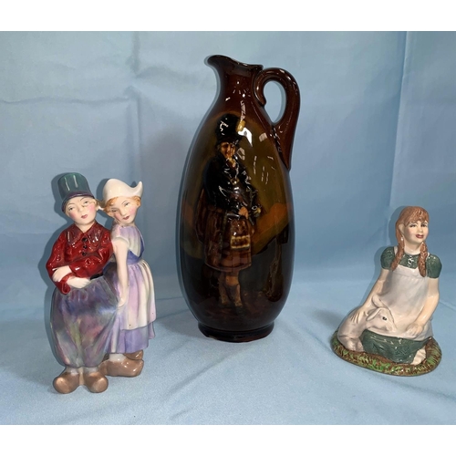 236 - Two Royal Doulton groups ' Willy - Won't He' HN 2150 and 'Heidi' HN 2975; a Royal Doulton brown glaz... 
