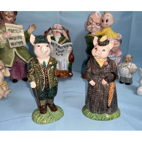 237 - A pair of Beswick figures - Lady and Gentleman pig and other animals and figures