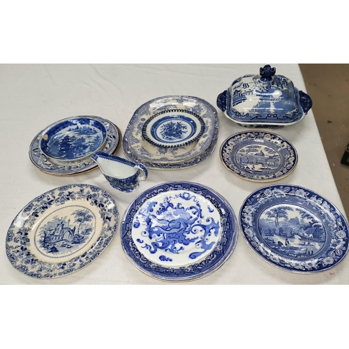 183 - A selection of blue and white dinner ware