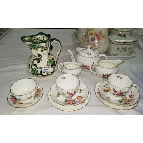 193 - A Royal Crown Derby Posies bone china tea for two set and other decorative china