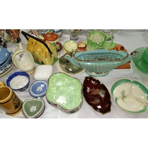 203 - A 1950's Sylvac celery jug with original label to base, a Susie Cooper entree dish and a selection o... 