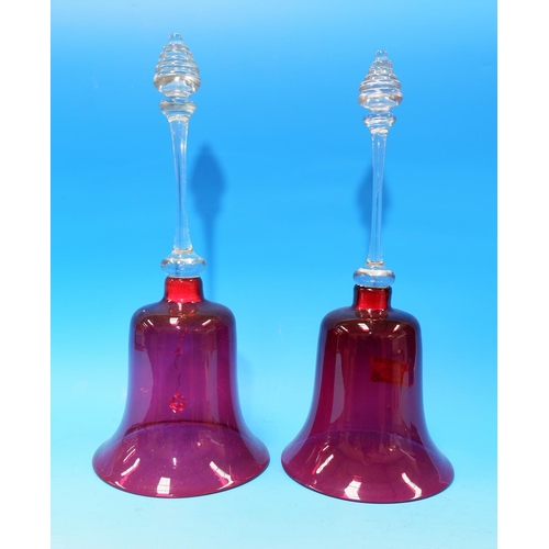 230 - Two 19th century cranberry glass bells