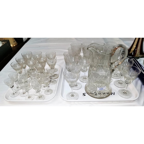 242 - A 1920s part suite of cut crystal drinking glasses, 42 pieces