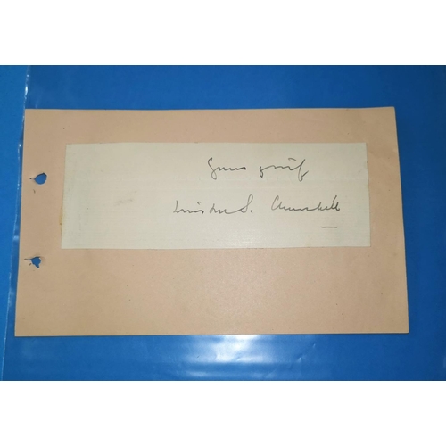 383 - SIR WINSTON S. CHURCHILL autograph on letter piece laid on single album leaf