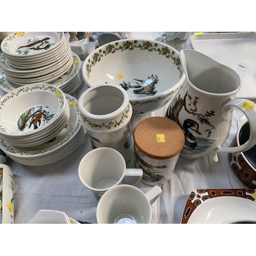 71 - A selection of Portmeirion pottery including rolling pin, mugs etc (approx 45 pieces); a Meakin part... 