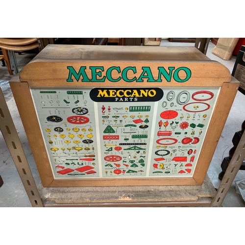 708 - A Mid 20th century Meccano light oak 6 drawer collectors cabinet with original Meccano parts card to... 