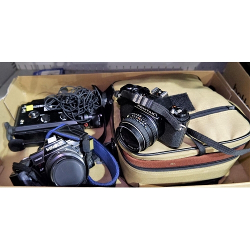 500 - A Pentax SLR camera; a Minolta 7000 camera; an Elma cine camera