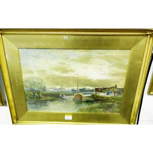 476 - G Van Ryn Dutch river landscape, watercolour, signed, 13