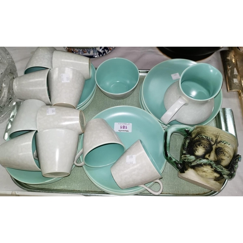 181 - A selection of Poole pottery teaware; a Studio ware grotesque mug