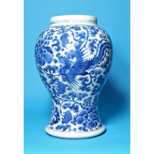 234c - A 19th century Chinese blue & white porcelain vase, of inverted baluster form decorated with floweri... 