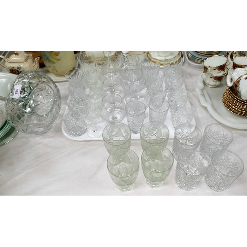 185 - A cut glass basket; a selection of cut drinking glasses