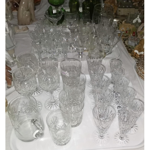 225 - A part set of cut glasses; a squash set; a selection of other glassware