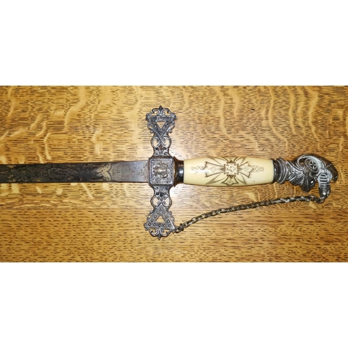 389 - A 19th century American ceremonial sword, Knights of Columbus Masons, named to EW Hale, with engrave... 