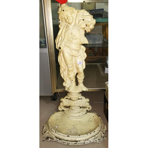 405 - A Victorian cast iron figural stick stand (incomplete)