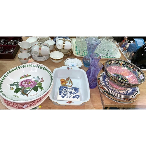 211 - A 1930's lustre bowl by Lucien Boullemier; a Royal Crown Derby plate; decorative plates and dishes