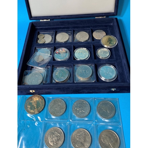 335 - GB QEII:  4 x £5 coins and a selection of other crowns