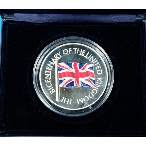 346 - Bicentenary of the United Kingdom, silver commemorative medal, Westminster Mint, 5.5 oz