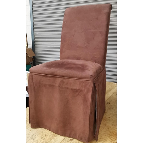 628 - A set of 6 high back dining chairs, brown suede effect