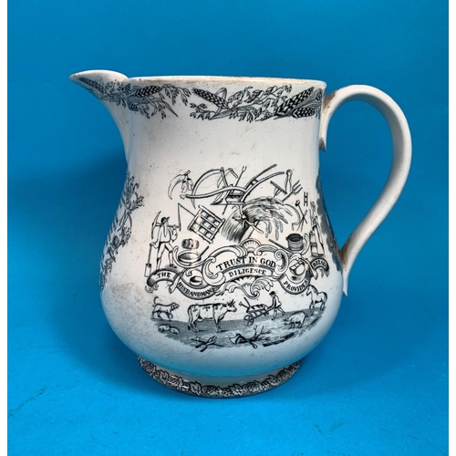 233A - A 19th century transfer printed harvest jug 'Trust in God', height 8
