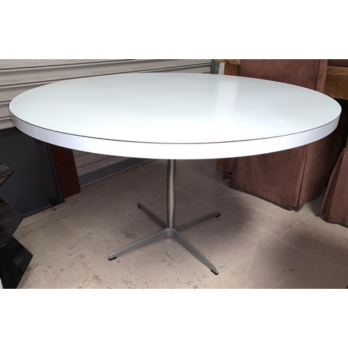 539 - A 1960's circular white laminate pedestal breakfast table